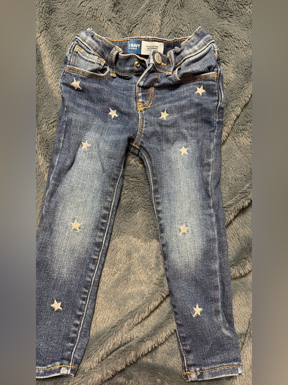 Old Navy Girls Blue Denim Jeans with White Star Embroidery